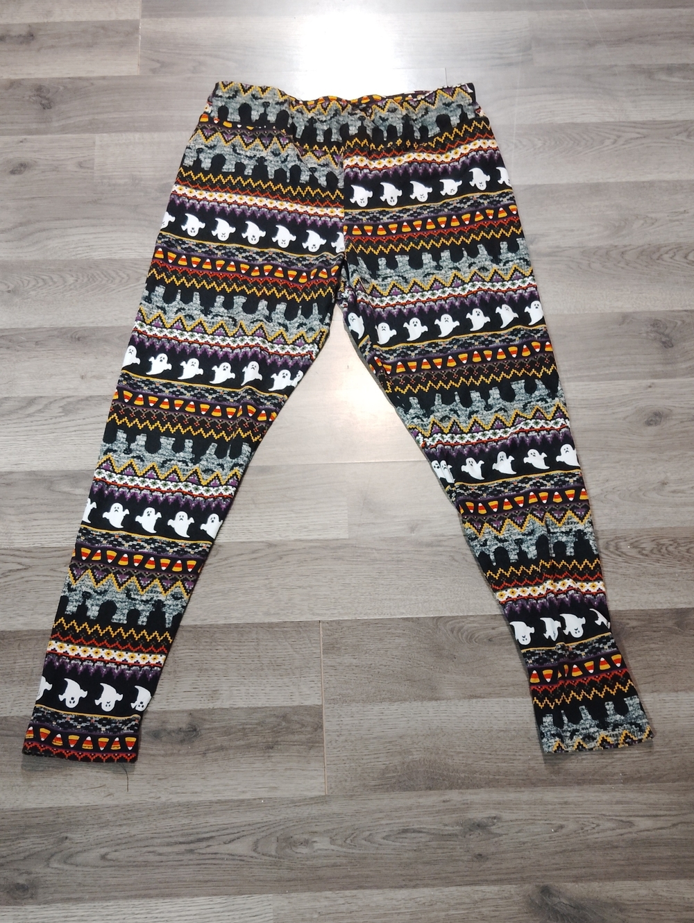 Kids Black Halloween Ghost Print Leggings